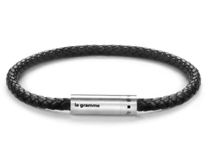 black leather cable bracelet le 7g